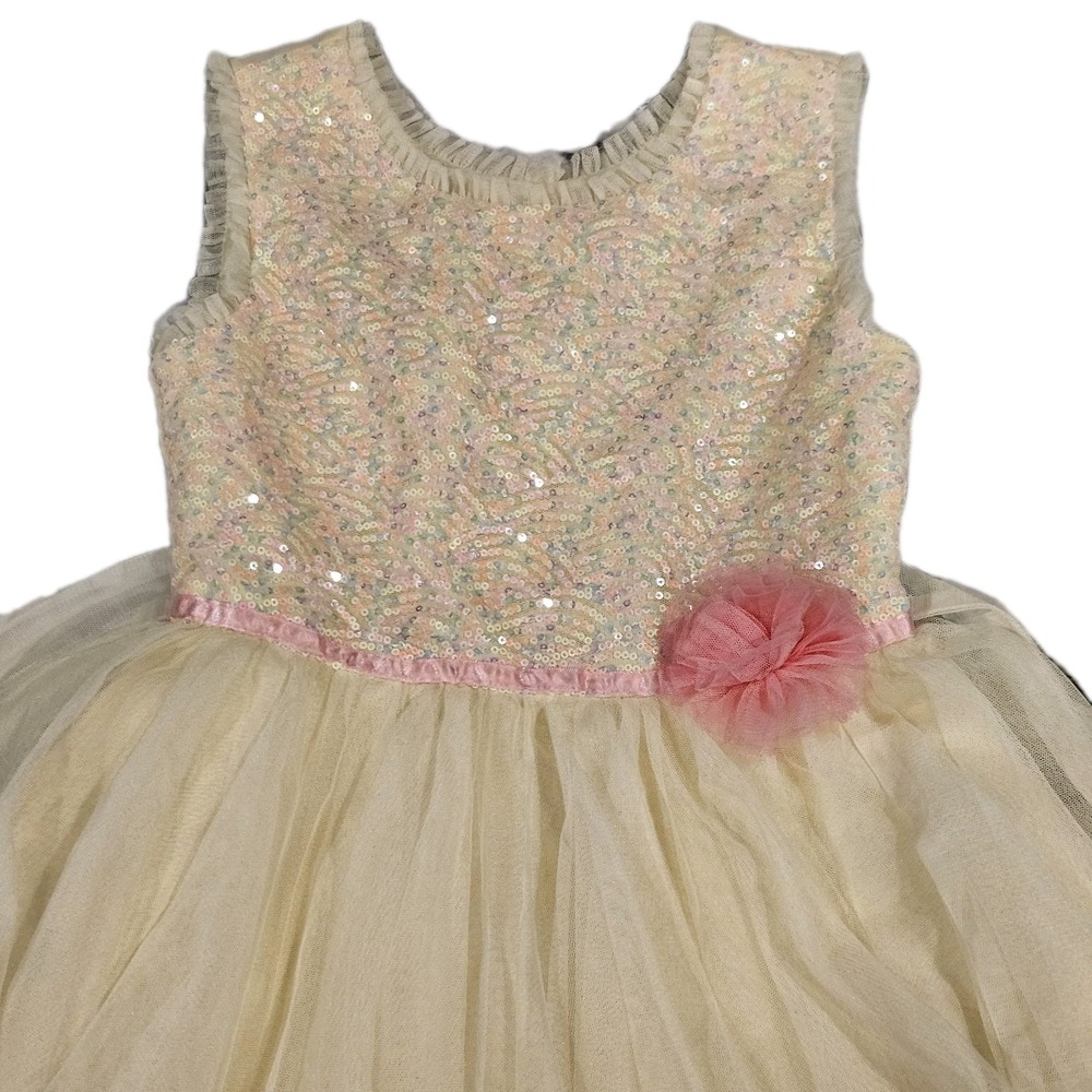 Jona Michelle Yellow Pastelβ Rainbow Sequins Easter Spring Tulle Dress Size 7